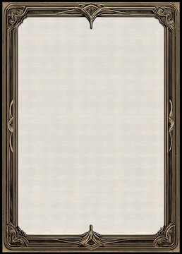 Ornate vintage blank frame for magic card fantasy game design mockup illustration background