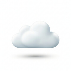 Obraz premium Simple white cloud icon soft 3D illustration for weather forecast and climate concepts isolated on white background