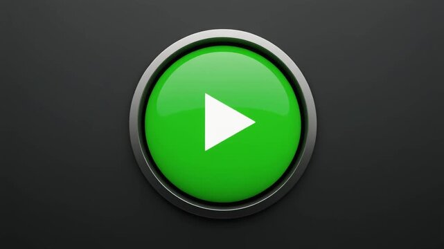 Green Play Button with Metallic Rim