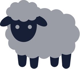 Obraz premium Simple Flat Design Grey Sheep Farm Animal Vector Illustration