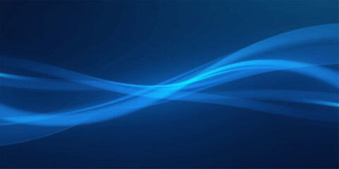 Smooth flowing blue wave design featuring abstract light curves and a soft gradient pattern for a modern technology background texture illustration