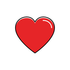 Red Heart Icon with Black Outline.