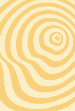 Psychedelic retro groovy hippie yellow pattern background. Seamless vector pattern of concentric circles on a light background with playful aesthetic for funky fashion or Y2K nostalgia