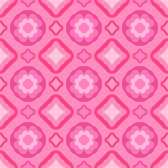 Retro Pink Geometric Floral Seamless Pattern
