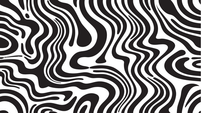 Abstract black and white swirling lines create a dynamic visual pattern.
