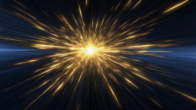 A vibrant explosion of light radiating in all directions against a dark background.