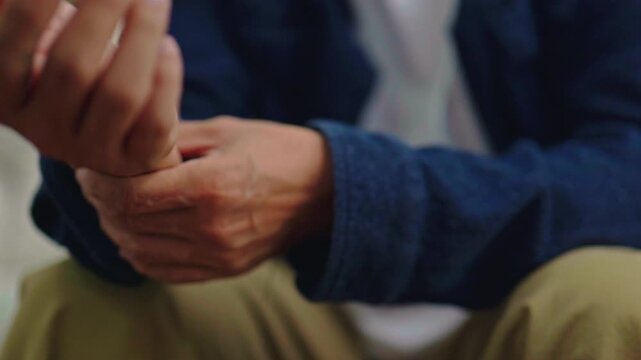 Asian Man Suffering from Wrist Pain