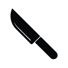 Obraz premium Black silhouette icon depicting a sharp kitchen utility knife blade and handle