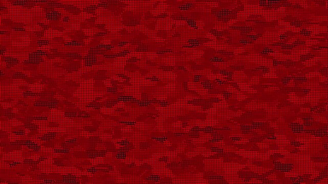 Abstract red and black digital camouflage texture with pixelated grid pattern motion loop