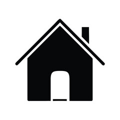 Simple black and white silhouette icon representing a classic home structure