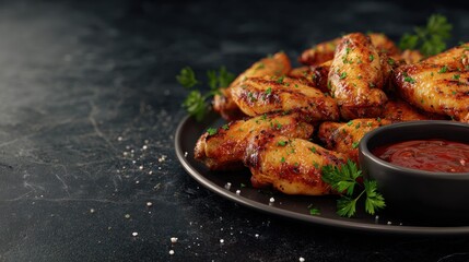 Grilled chicken wings on a plate