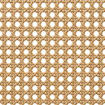 Natural woven rattan cane webbing pattern