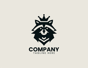 Obraz premium King Raccoon Black Vector Logo Illustration