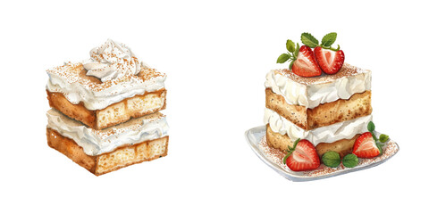 tres leches watercolor vector illustration