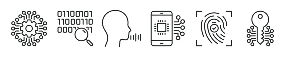 Obraz premium Digitalization thin line icon set. Web minimal editable stroke icons