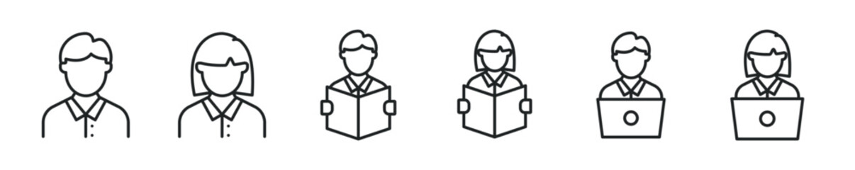 Student thin line icon set. Web minimal editable stroke icons