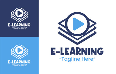 Fototapeta premium E-Learning Startup Logo Modern Minimalist Virtual Academy Symbol.