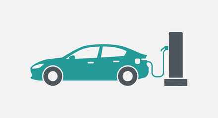 Naklejka premium Electric Vehicle Charging at Station