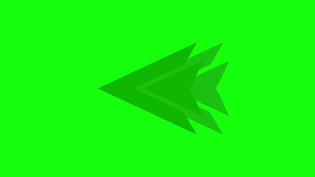 left arrow beating animated on green screen background