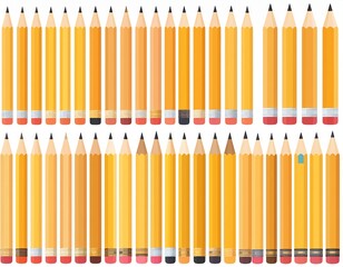 並べた沢山の鉛筆