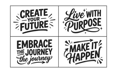 Fototapeta premium Inspirational quotes on motivation and purpose in black text on white