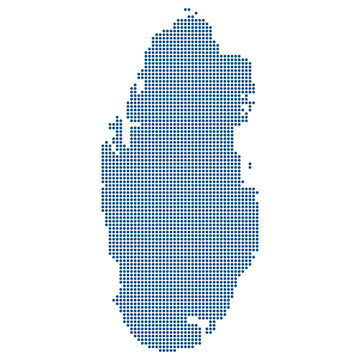 Qatar Blue Dotted Vector Map for Smart City Infrastructure and Sovereign AI. Map of Qatar dotted map.