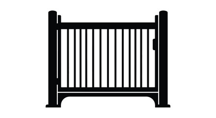 A simple black and white illustration depicting a baby crib side rail showcasing vertical slats and a rounded top