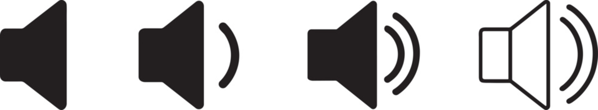 Set of volume icons vector. Audio sound level symbols in bold and outline style for media UI.