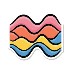 A colorful abstract wavy pattern on a white background