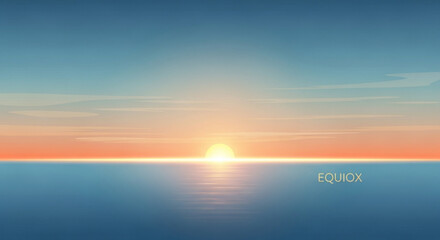 Sunset over Ocean Horizon with Calm Water and Vibrant Colors