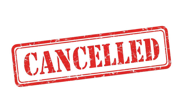 Red cancelled stamp on for marking documents as invalid or void with clear text