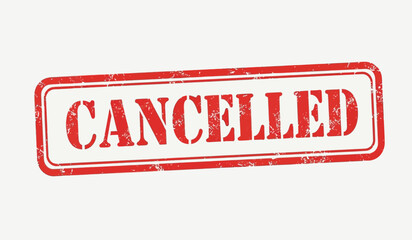 Red cancelled stamp on with distressed texture