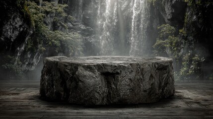 Stone pedestal in a beautiful and mysterious environment