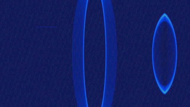 Abstract blue glowing circular moire pattern lines on black background motion loop