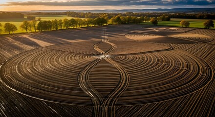 Naklejka premium May day workers' day aerial view of agricultural landscape celebrating labor