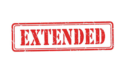 Red rubber stamp with the word extended