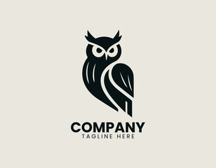 Fototapeta premium Stylish Owl Black Vector Logo Illustration