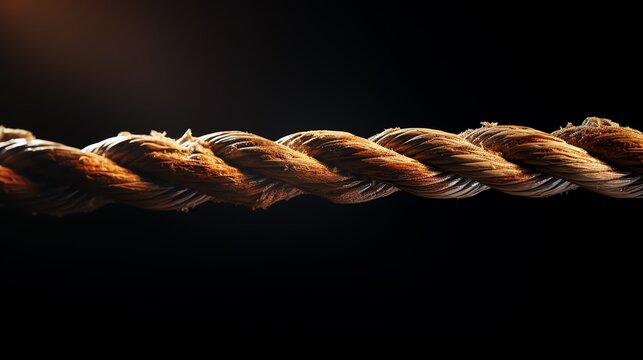 Close-up view of strong twisted rope.