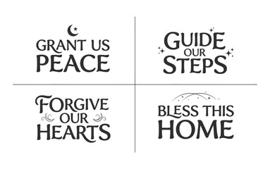 Obraz premium Four Inspirational Quotes on Peace, Guidance, Forgiveness, and Blessing in a Simple Layout