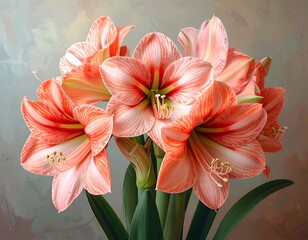 A vibrant bouquet of peach-colored flowers against a muted background