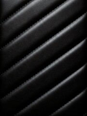 Fototapeta premium Black leather texture with diagonal stitching and subtle lighting effects
