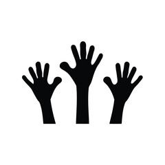 Fototapeta premium Illustration of three hands reaching upward in a unified and collaborative manner
