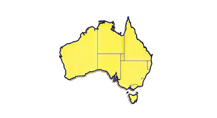 Obraz premium Yellow map of Australia with state borders