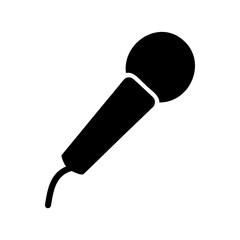 Black silhouette of a microphone with cable, representing audio equipment
