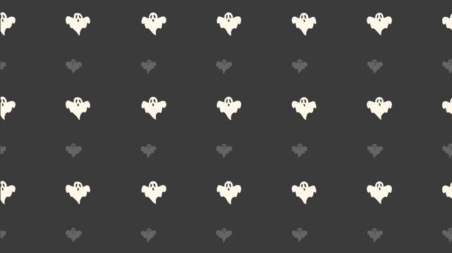 Animated Halloween Ghost Pattern Seamless Loop Spooky Ghostly Figures Floating on Dark Background