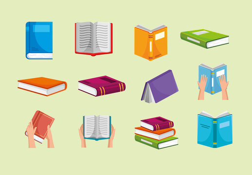 Colorful Book Day Illustrations Set