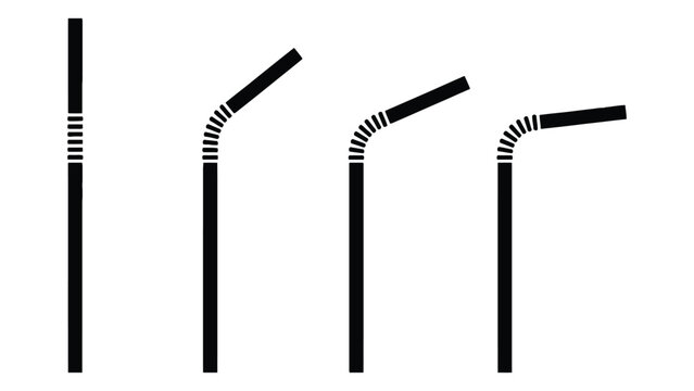 A simple black and white illustration of flexible straws