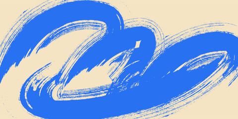 Grainy blue spiral brush strokes with spray texture. Horizontal ensign hand-pictured with thick blue curved brush lines. Background pressure texture with small scattered dots. eps 10