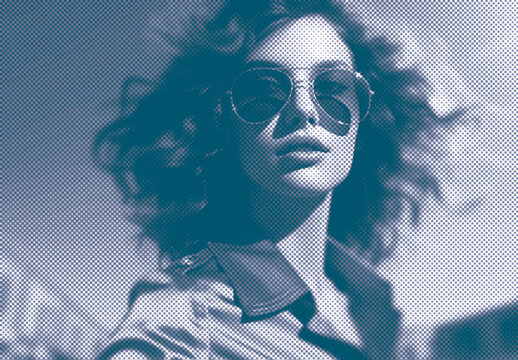 Halftone Duotone Print Photo Effect
