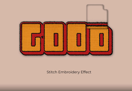 Embroidered Fabric Stitch Text Effect